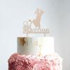 Couple Silhouette Wedding Cake Topper Couple Ring Cake Topper Wedding Mr & Mrs Cake Topper Wood Wedding Cake Topper Custom Cake Toppers for Wedding/Anniversary Beach Wedding Bridal Shower Decor view 1