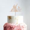 Custom Mr Mrs Cake Topper Hearts Dog Cat Cake Topper Couple Silhouette Wedding Cake Topper Wedding Mr & Mrs Cake Topper Beach Wedding Bridal Shower Decor Wood Cake Topper for Wedding view 3