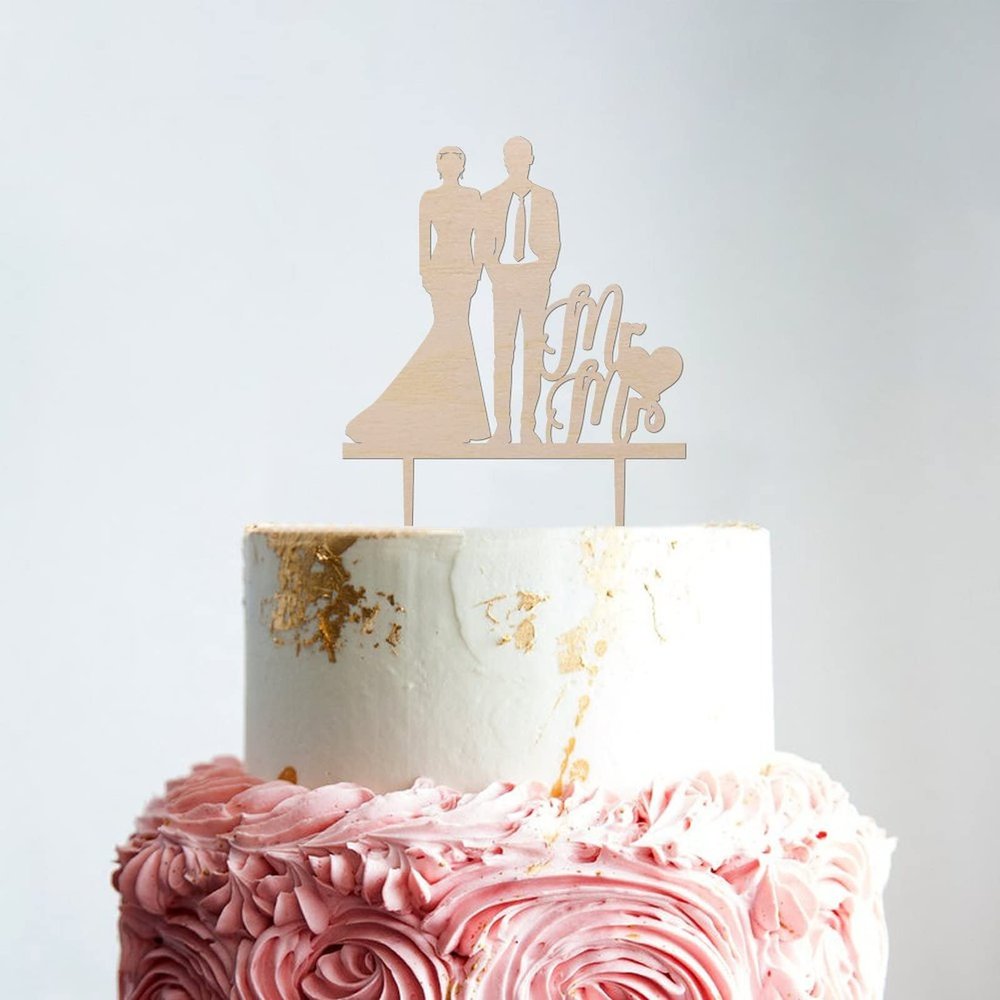 Custom Wedding Cake Topper Couple Silhouette Wedding Cake Topper Hearts Wood Cake Topper Rustic Mr And Mrs Cake Topper Funny Cake Toppers for Wedding Wood Cake Topper for Wedding