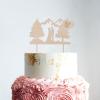 Family Wedding Cake Topper Couple Silhouette Wedding Cake Topper Mountain Tr Cake Topper Mr & Mrs Wedding Cake Topper Funny Cake Toppers for Wedding Wood Wedding Cake Topper view 1