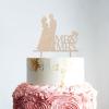 Couple Silhouette Wedding Cake Topper Ring Wood Color Cake Topper Wedding Mr & Mrs Cake Topper Wood Cake Topper for Wedding Custom Cake Topper Script Cake Toppers for Wedding view 1