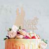 Couple Silhouette Wedding Cake Topper Ring Wood Color Cake Topper Wedding Mr & Mrs Cake Topper Wood Cake Topper for Wedding Custom Cake Topper Script Cake Toppers for Wedding view 3