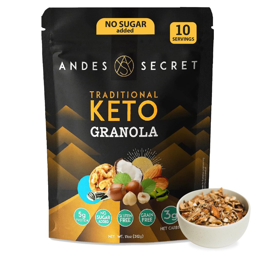 Andes Secret Traditional Granola - Almonds, Walnuts & Hazelnuts - Keto High Protein Granola with No Sugar, Grain & Gluten Free - 11 oz (1 Pack)