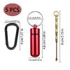 5 Pack-Mini Metal Vial Waterproof Aluminum Keychain Medication Pill Box Portable Pill Case First Aid Pill Container for Outdoor Camping Traveling, Multicolor. view 2