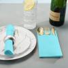 50-Pack Disposable Linen-Feel Dinner Napkins with Built-in Flatware Pocket, MINT BLUE Prefolded Cloth Like Paper Napkins For Dinner, Wedding Or Party [Silverware NOT Included] view 4