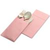 50-Pack Disposable Linen-Feel Dinner Napkins with Built-in Flatware Pocket, PINK Prefolded Cloth Like Paper Napkins For Valentines Day, Baby Shower, Dinner, Wedding Or Party [Silverware NOT Included] view 3