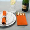 50-Pack Disposable Linen-Feel Dinner Napkins with Built-in Flatware Pocket, ORANGE Prefolded Cloth Like Paper Napkins For Thanksgiving, Dinner, Wedding Or Party [Silverware NOT Included] view 4