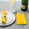 50-Pack Disposable Linen-Feel Dinner Napkins with Built-in Flatware Pocket, YELLOW Prefolded Cloth Like Paper Napkins For Dinner, Wedding Or Party [Silverware NOT Included] view 4
