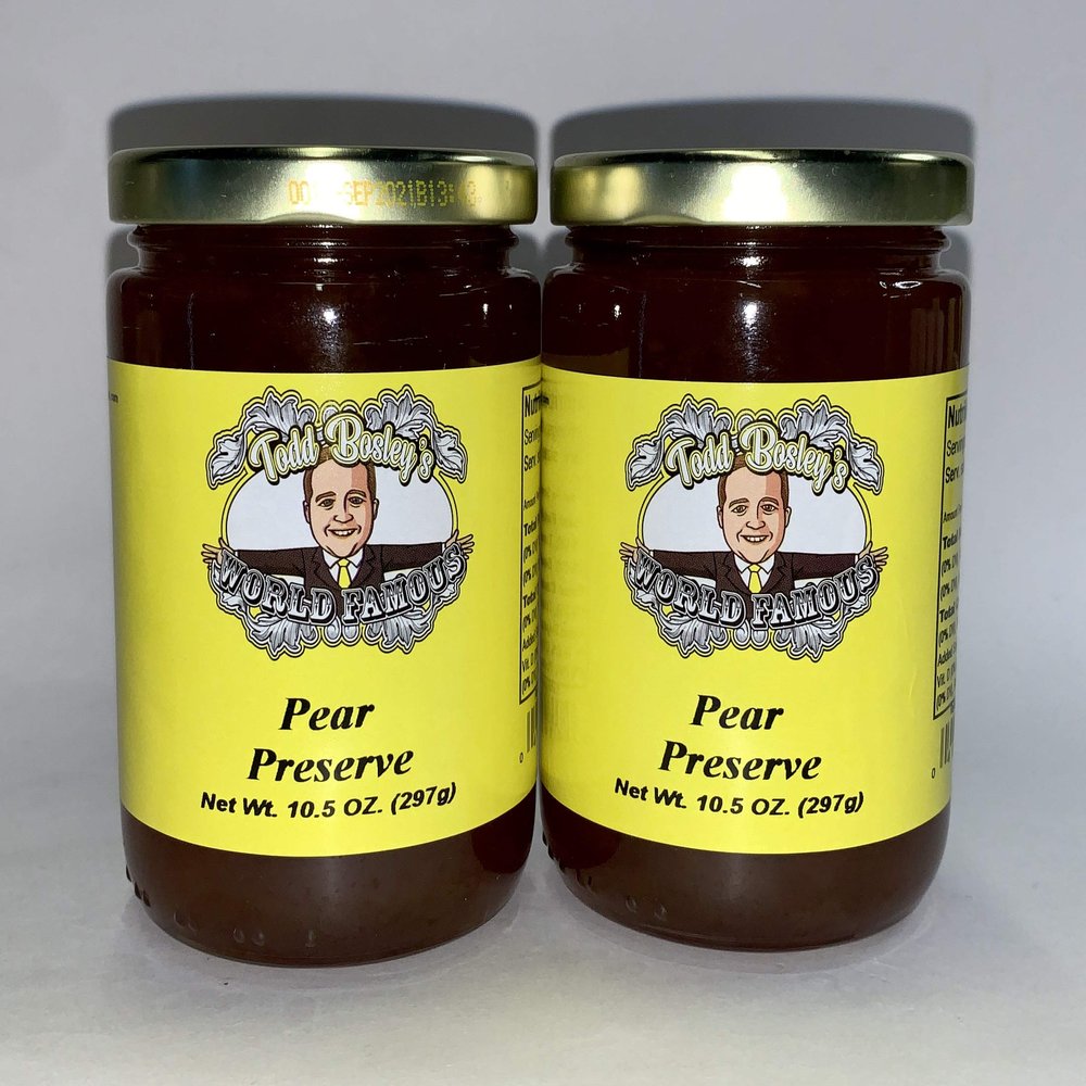 2 Pack of Todd Bosley's World Famous Pear Preserve In 10.5 Oz Jars!
