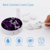 Bagea-Ka Purple Butterfly Pattern Contact Lens Case Box Eye Care Kit Holder Mirror Box with Tweezers Remover Tool Solution Bottle for Outdoor Travel & Home view 3