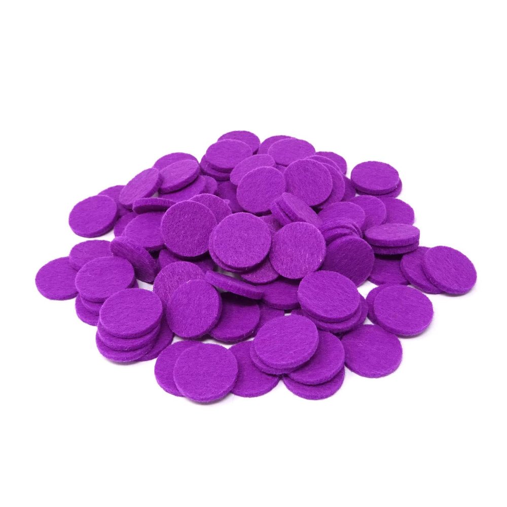 Honbay 100PCS Replacement Felt Pads 22mm Essential Oil Refill Pads for 30mm Locket Necklace Bracelet or Car(0.87inch, Purple) (22mm)