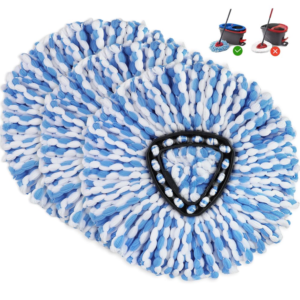 3 Pack Mop Replacement Heads for O-Ceda RinseClean Spin Mop, Microfiber Spin Mop Refills, Easy Cleaning Mop Head Replacement Refill