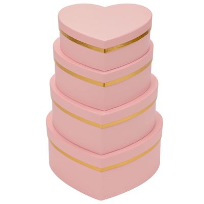 Oairse Pink Gift Boxes with Lids for Present Heart Shaped Flower Boxes for Arrangements Set of 4 Floral Gift Boxes for Bridesmaid, Proposal, Wedding, Birthday, Baby Showers