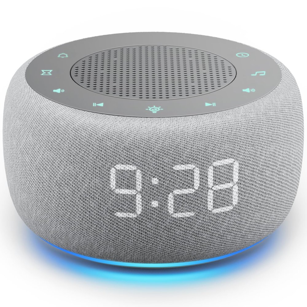 Buffbee Alarm Clock with Sound Machine for Bedrooms  2-in-1 White Noise Machine for Sleep, Gentle Wake-Up with Soft Alarm Sounds, Ambient Night Light, Plug-in, Sleep Better, Wake Gently
