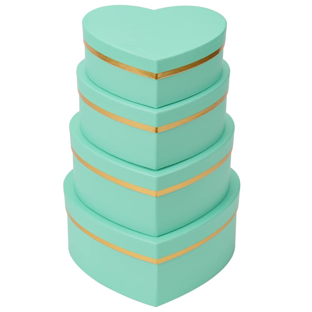 Oairse Nesting Gift Boxes with Lids for Present Heart Shaped Flower Boxes for Arrangements Set of 4 Floral Gift Boxes for Bridesmaid, Proposal, Wedding, Birthday, Baby Showers