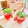 DULRLLY 2Pcs 17 Oz Strawberry Cups with Straw and Strawberry Pendant Kawaii Cup with Lid Portable Cute Water Bottle Mug for Gift Home Office School for Boba Tea view 4