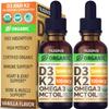 (2 Pack) Organic Vitamin D3 K2 Drops with MCT Oil Omega 3, 5000 IU - Maximum Strength Vitamin D Liquid, No Fillers, Non-GMO Liquid D3 for Faster Absorption and Immune Support (Vanilla, 1 Fl OZ x 2) view 1