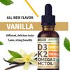 (2 Pack) Organic Vitamin D3 K2 Drops with MCT Oil Omega 3, 5000 IU - Maximum Strength Vitamin D Liquid, No Fillers, Non-GMO Liquid D3 for Faster Absorption and Immune Support (Vanilla, 1 Fl OZ x 2) view 2