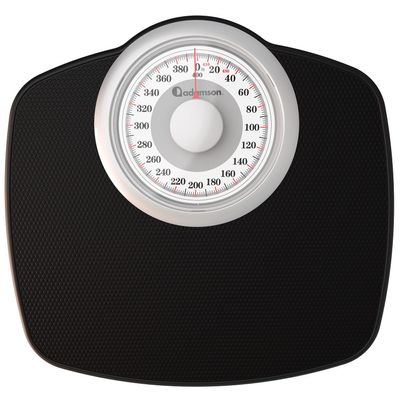 Adamson A25W Scales for Body Weight - Up to 400 LB - 5.3" Dial on 12.4" x 10.2" Platform - Anti-Skid Rubber Surface - High Precision Bathroom Scale Analog - Durable with 20-Year Assurance - White