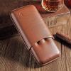 CIGAR IN STYLE Brown PU Leather 3 Ct Cigar Case with Stainless Steel Cutter for Large Cigar view 2