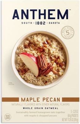 Anthem Maple Pecan Oatmeal - Delicious Whole Grain Oats for a Cozy Breakfast - Enjoy Protein Oatmeal Anytime with Quick & Easy Preparation - Oatmeals Packed with Fiber for a Healthy Diet