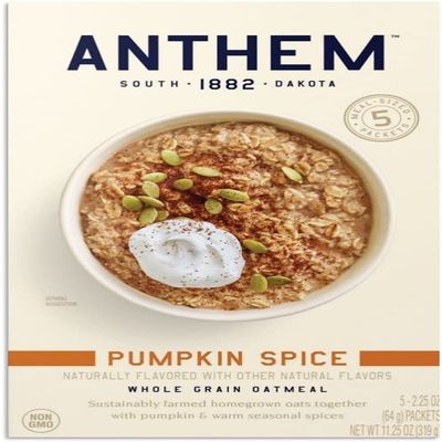 Anthem Pumpkin Spice Instant Oatmeal- Delicious Whole Grain Oats for a Cozy Breakfast - Enjoy Protein Oatmeal Anytime with Quick & Easy Preparation - Oatmeals Packed with Fiber for a Healthy Diet