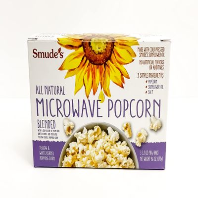 Smude's Brand All Natural Microwave Popcorn - Blended | Blend of White & Yellow Popcorn | 3 Simple Ingredients Popcorn, Smudes Sunflower Oil, & Salt | Healthy Snack, Heart Healthy, Whole Grain | Gluten Free, Dairy Free, Non-GMO, Vegan, Kosher | PF