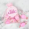 12ct It's a Pink Candy Baby Shower Party Favors Pink Cherry Taffy in Organza Bags, Birth Announcement (12 bags) - No Assembly Required view 1