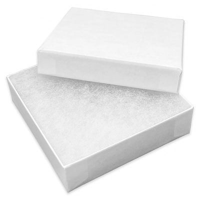 TheDisplayGuys - 100-Pack #33 Cotton Filled Cardboard Paper Jewelry Boxes Gift Case - Matte White (3.5" x 3.5" x 1.0") - for Shipping or Storage