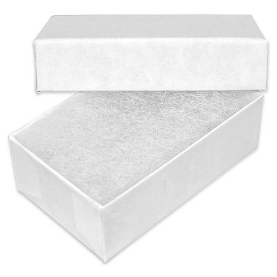 TheDisplayGuys - 100-Pack #11 Cotton Filled Cardboard Paper Jewelry Boxes Gift Case - Matte White (2.1" x 1.8" x 0.8") - for Shipping or Storage