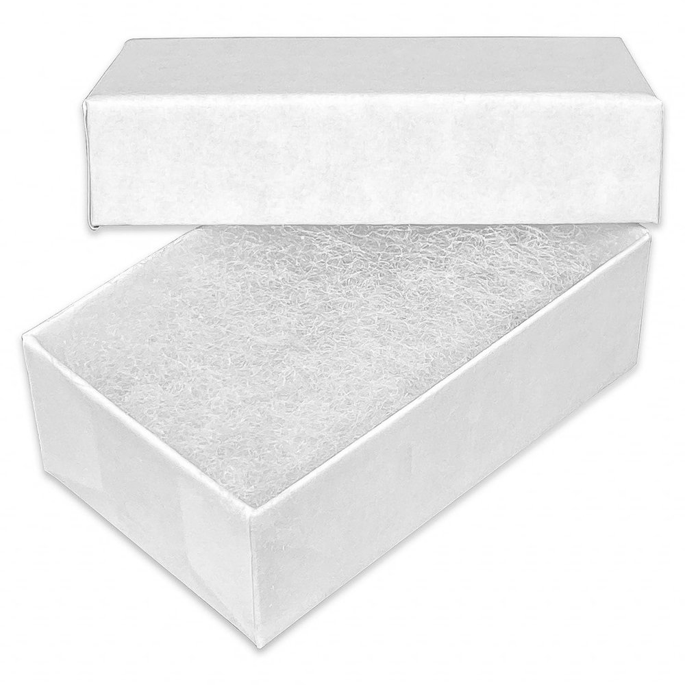 TheDisplayGuys - 100-Pack #11 Cotton Filled Cardboard Paper Jewelry Boxes Gift Case - Matte White (2.1" x 1.8" x 0.8") - for Shipping or Storage