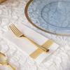 PARTY BARGAINS Disposable Cloth-Like Paper Guest Towels 50 Pack 13 x 16 White with Gold Line, Soft Absorbent Decorative Napkins for Weddings, Parties, Events, Home view 3