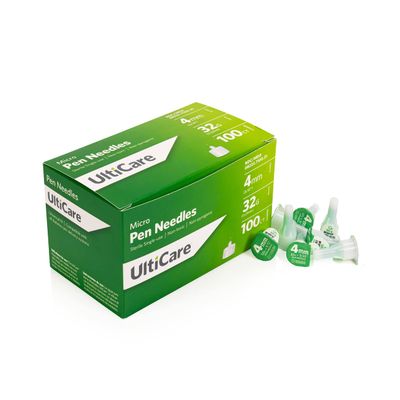 UltiCare Pen Needles 4mm (5/32) x 32G Micro, 100 Count: for at-Home Insulin Injections, Compatible with Most Pen Injector Devices