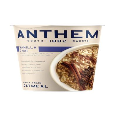 Anthem Vanilla Chai Instant Oatmeal Cup - High-Protein Oatmeal Cups with Rich Vanilla Flavor for Busy Mornings - Enjoy a Delicious, Nutrient-Rich Oatmeals That Fuels Your Day with Every Bite