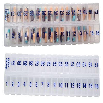 31 Day Once-a Day Monthly Pill Planner Organizer w/Removable Lid for Easy Loading - Large Compartment Pill Box Stores Medications for Entire Month (Clear - 2 Pack)