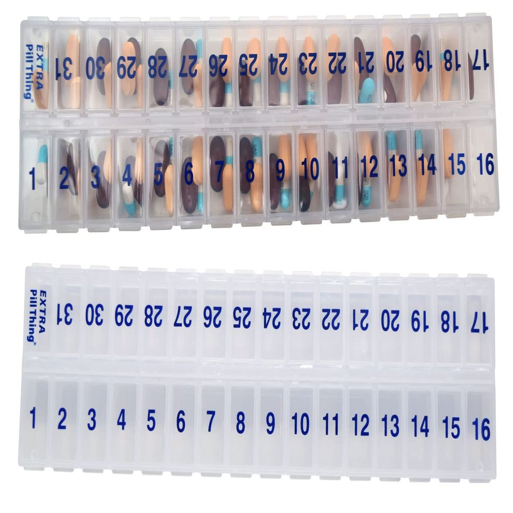 31 Day Once-a Day Monthly Pill Planner Organizer w/Removable Lid for Easy Loading - Large Compartment Pill Box Stores Medications for Entire Month (Clear - 2 Pack)