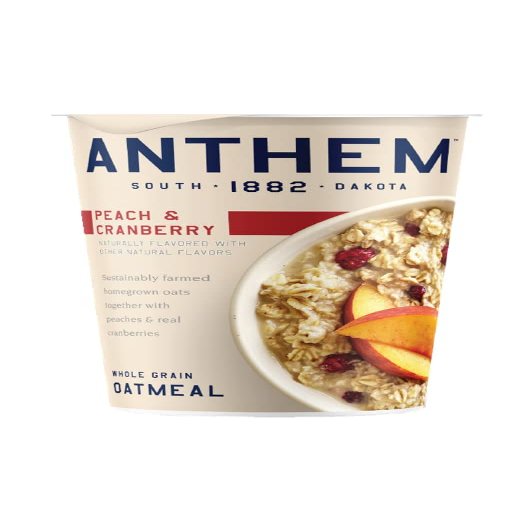 Anthem Peach & Cranberry Instant Oatmeal Cup-Enjoy High-Protein Oatmeal Cups with Rich Chocolate Flavor-Ideal for Busy Mornings, these Convenient Cups Make Breakfast a Delicious Treat Youll Love