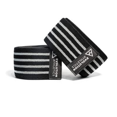 Evolution Athletics Sport Knee Wraps for Support and Rebound for Extreme Weight Lifts or Carries, Durable, Flexible, Adjustable for a Custom Fit, 2.0m L x 3"W, Black Gray, One Pair