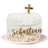 Baptism Cake Name Plate | Personalized Easter Cross Cake Toppers Confirmation Name Cake Topper First Communion Decorations Custom Cake Topper with Cross view 1