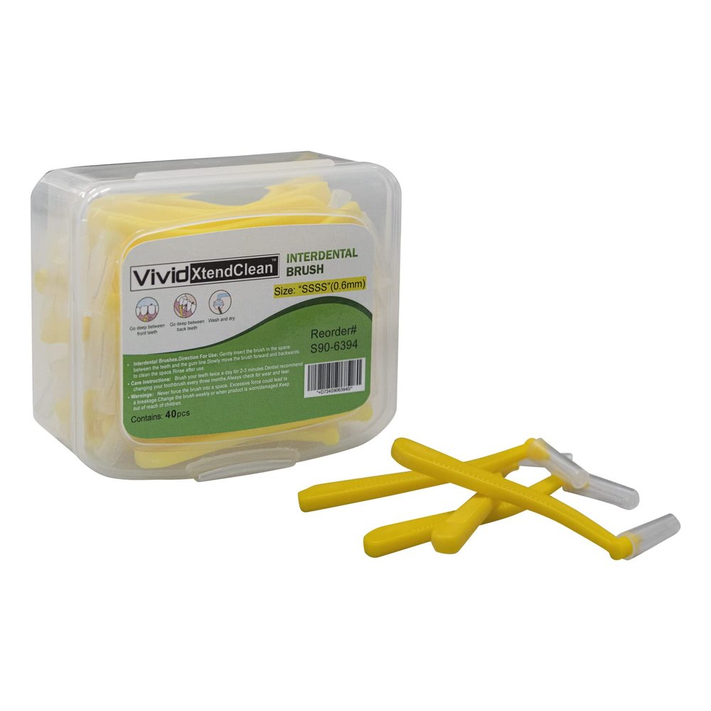 40 Pieces Interdental Brush Tooth Flossing Picks Toothpick Cleaners Tooth Cleaning Tool for Detail Cleaning - Vivid XtendClean (0.6mm)
