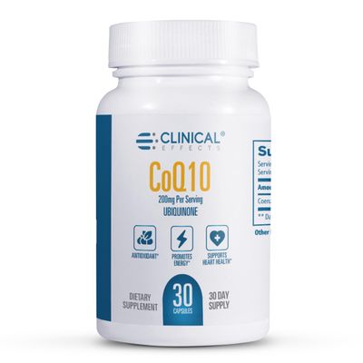 Clinical Effects CoQ10 Supplement - Coenzyme Q10 200mg - 30-Day Supply - Ubiquinone Antioxidant Supplement for Heart Health, Cognitive Functions and Energy Support - 1 Capsule a Day - Made in The USA