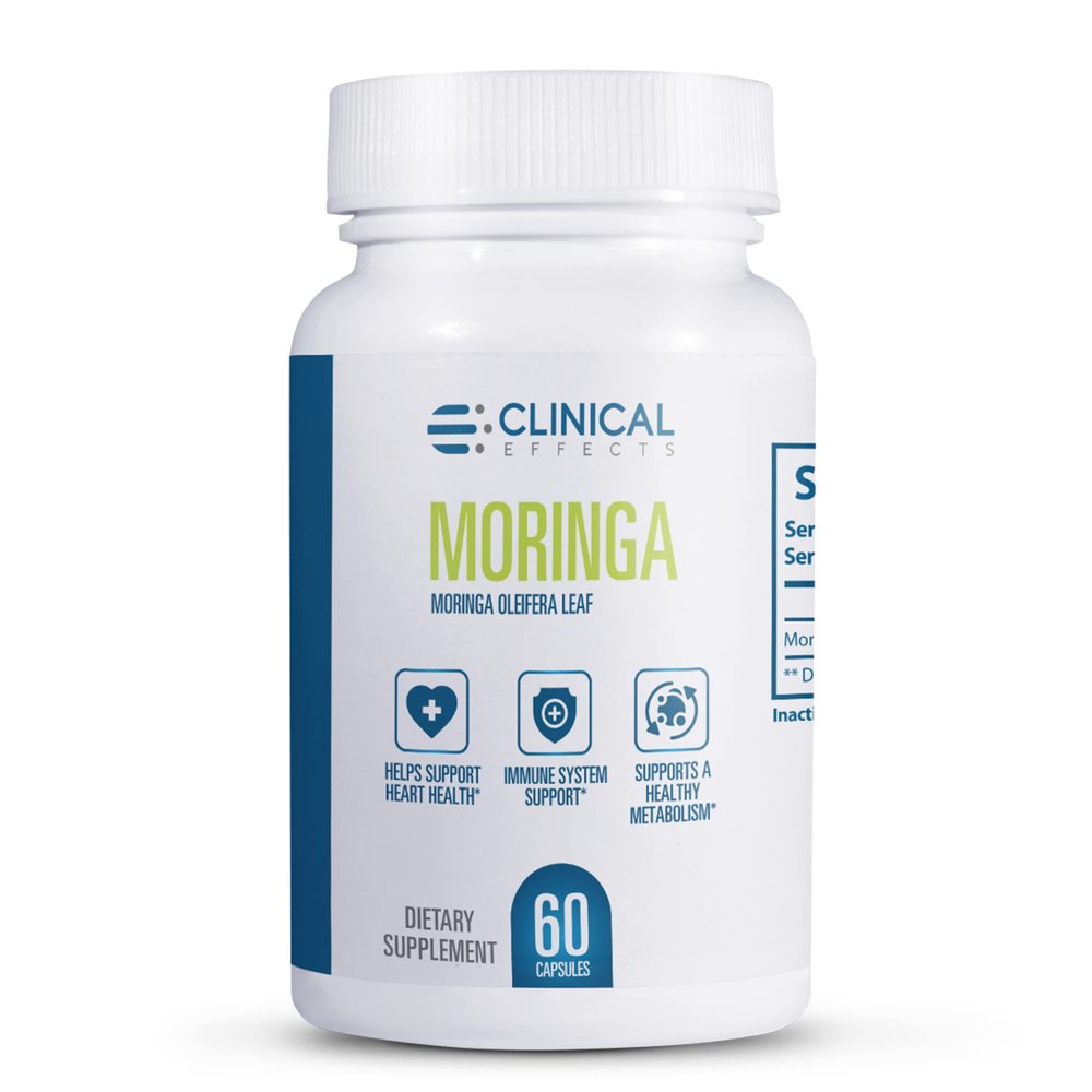 Clinical Effects Moringa Oleifera - 800mg Moringa Capsules Superfood Supplement - Heart, Joint, Energy and Immune Support Supplement - 60 Capsules