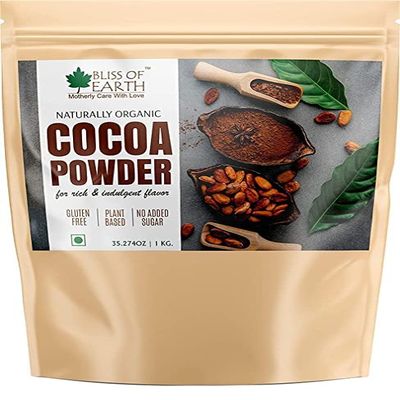 ROSEVILLA Bliss of Earth 1KG Naturally Organic Dark Cocoa Powder for Chocolate Cake Making & Chocolate Shake, Unsweetened