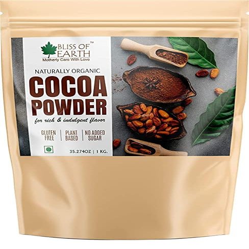 ROSEVILLA Bliss of Earth 1KG Naturally Organic Dark Cocoa Powder for Chocolate Cake Making & Chocolate Shake, Unsweetened