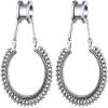 ZHAOZOUL 2 Pieces Stainless Steel Large Circle Pendant Ear Studs Stainless Steel Antique Silver Pulley Ear Extensions with Vintage Circle Pendant,Silver,6mm view 1