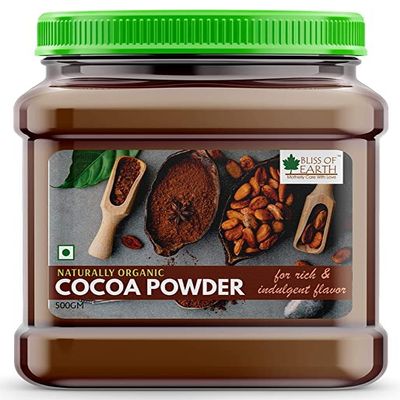 ROSEVILLA Bliss of Earth 500gm Naturally Organic Dark Cocoa Powder for Chocolate Cake Making & Chocolate Shake, Unsweetened