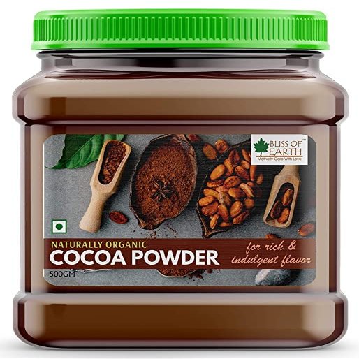 ROSEVILLA Bliss of Earth 500gm Naturally Organic Dark Cocoa Powder for Chocolate Cake Making & Chocolate Shake, Unsweetened