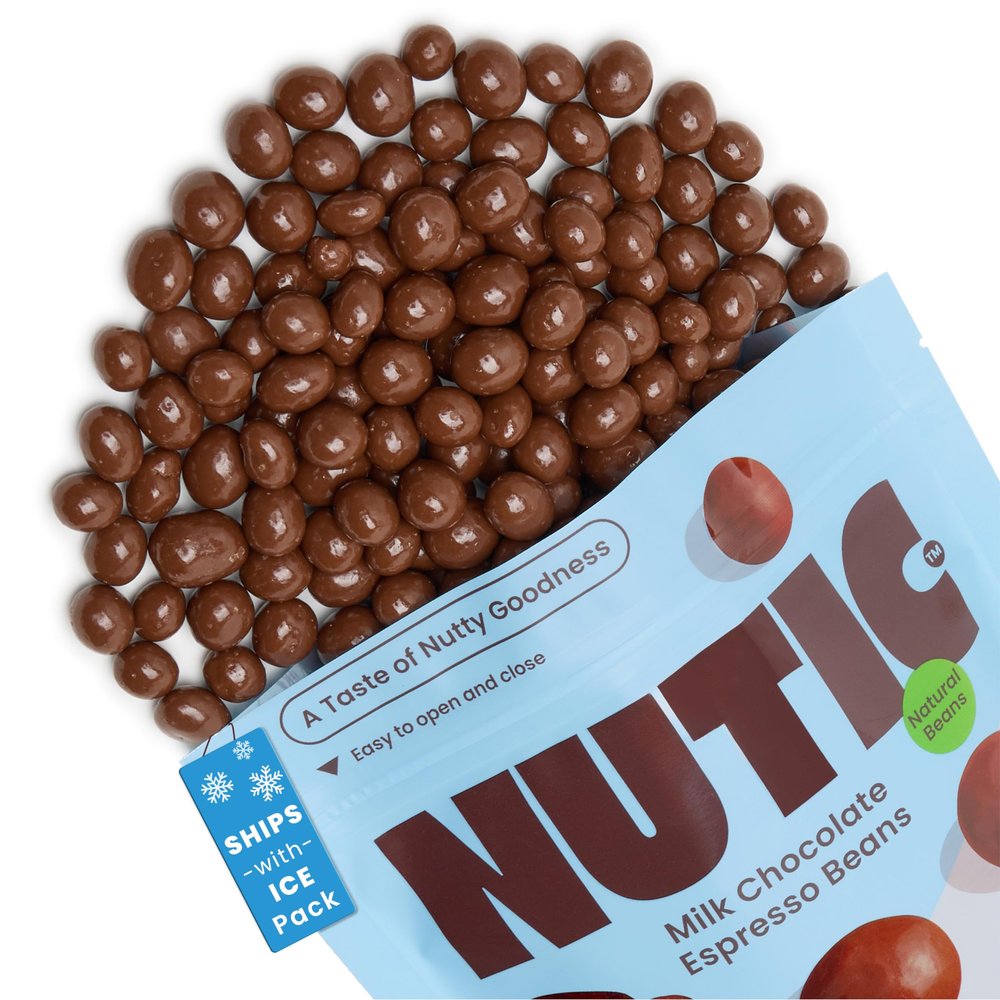 Nutic Gourmet Milk Chocolate Covered Espresso Beans - 2LB, Roasted Coffee Beans Covered in Milk Chocolate - Bulk - Ideal for Snacking and Gifting - (Pack of 1)