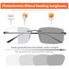 Photochromic Bifocal Reading Glasses Anti-blue Light Glasses Rimless Transition Sunglasses Women Men Sun Readers view 2