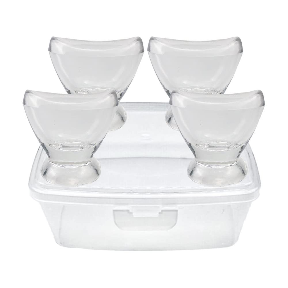 Boyizupha 4 Pcs Transparent Glass Eye Wash Cup for Eye Rinse,Cleansing with Storage Container,Set of 4